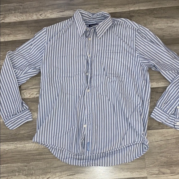 Aeropostale Other - 💚 Blue and White Striped Casual Button Down Shirt